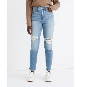 Madewell The Curvy Perfect Vintage Ripped Jean High Rise Sz 27Tall Denim Wash